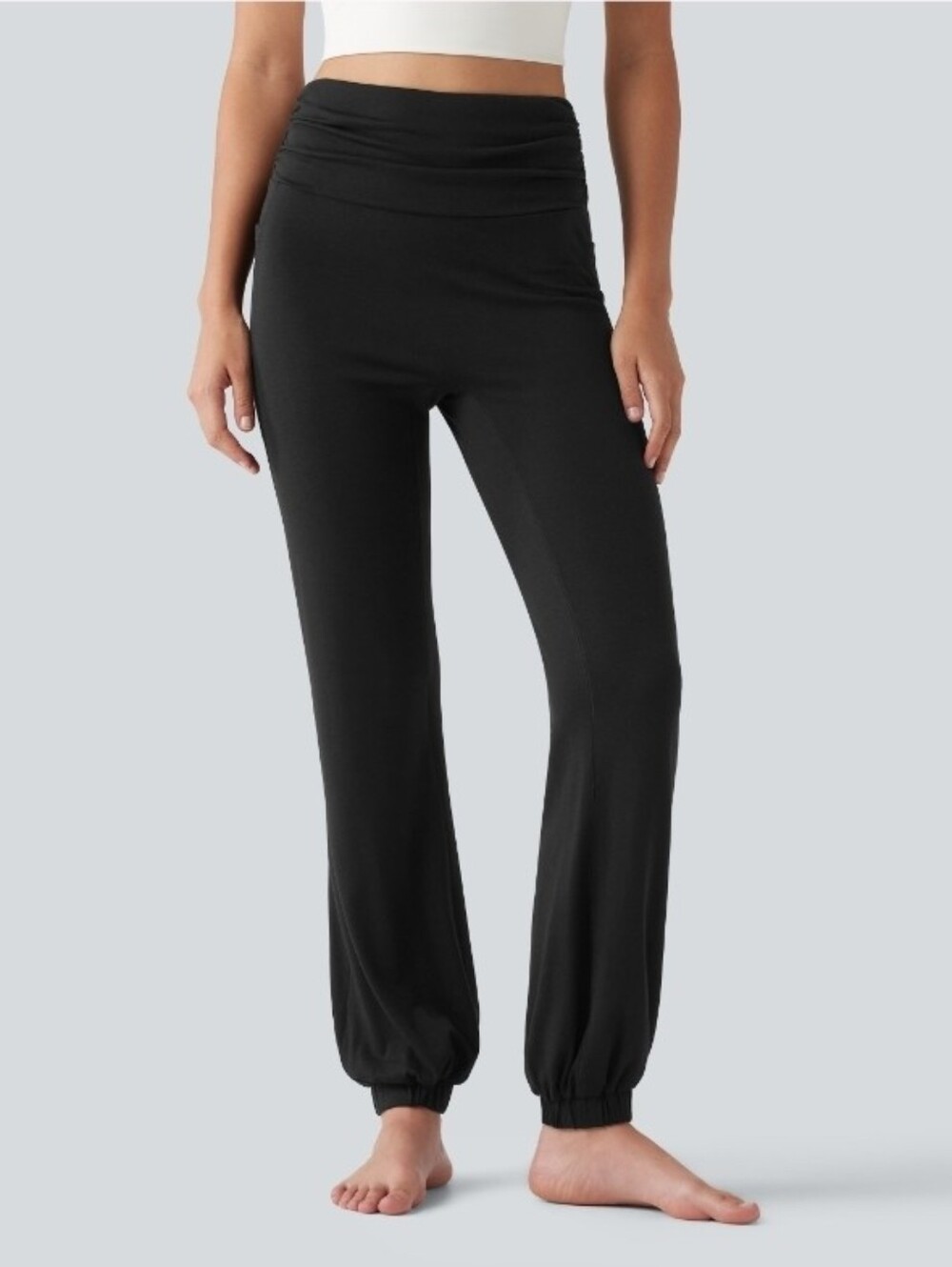 HALARA Black Fold-Over Waist Jogger Pants